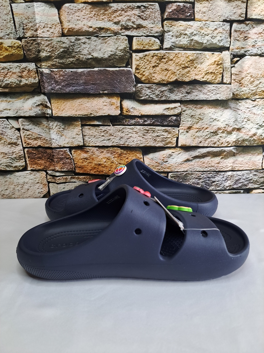 CROCS CLASSIC SLIDE SANDALS REMOVABLE JIBBITZ CHARMS UNISEX in BLEÙ MARINE NEW - Picture 8 of 16